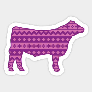 Show Steer Livestock with Pink Southwest Pattern Sticker